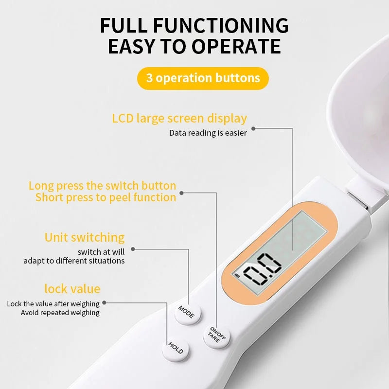 Precision Digital Kitchen Spoon Scale - 500g Capacity, 0.1g Accuracy